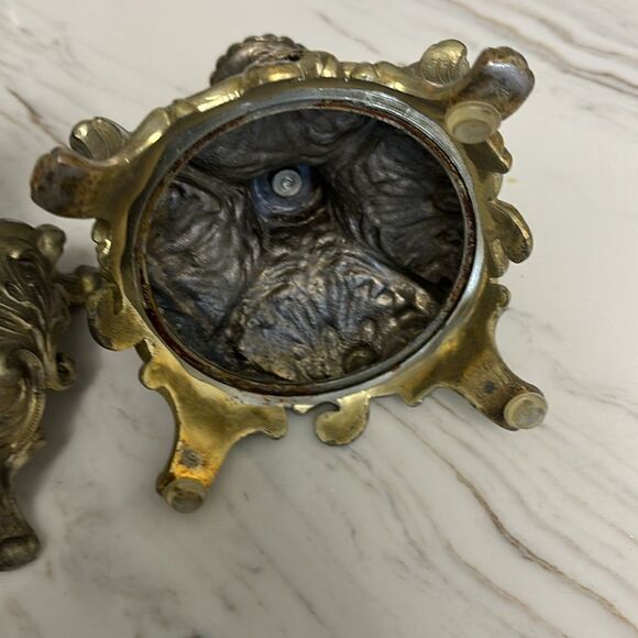 Antique Vintage Small metal Candle holder set of 2 - Picture 2 of 3